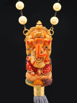 Chaturbhuja Ganesha Pearl and Hematite Long Necklace