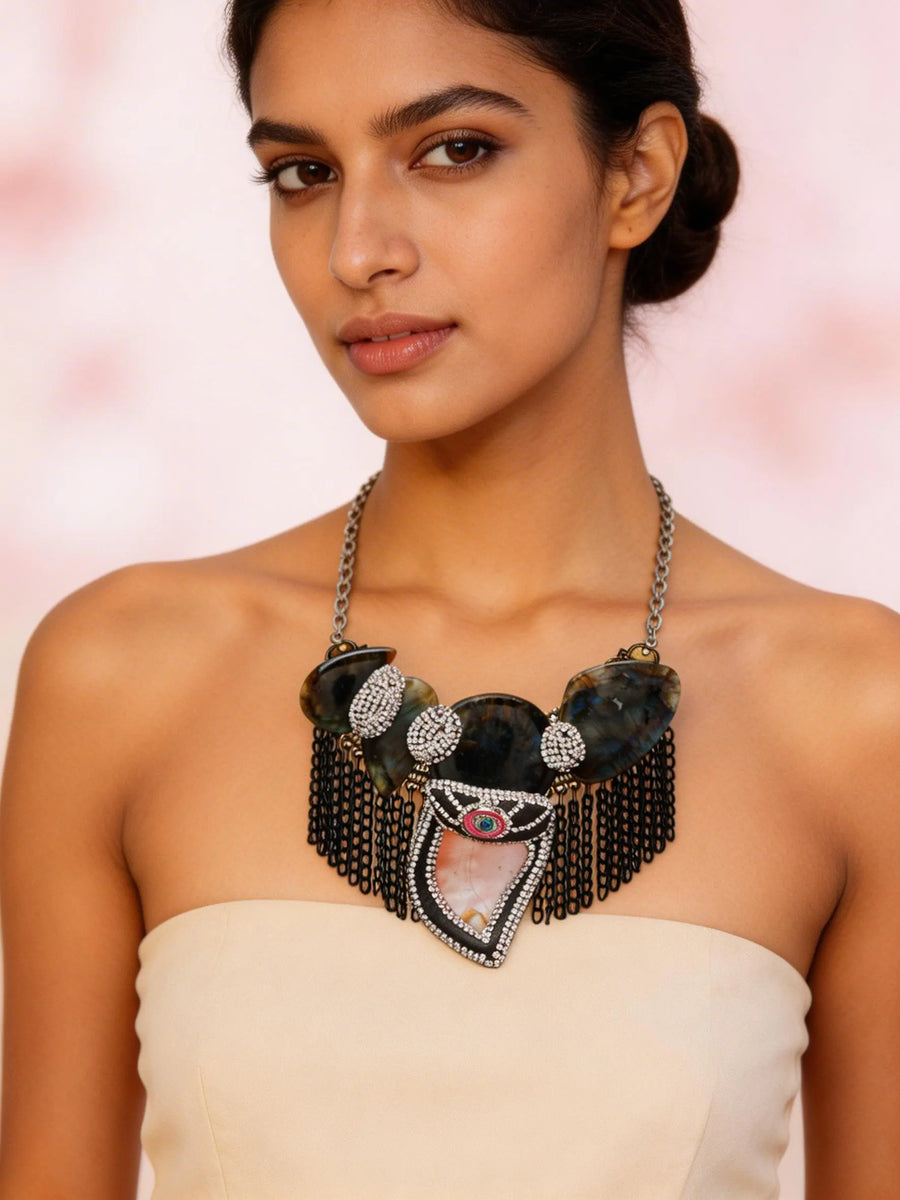 Labradorite and Mother of Pearl Double Strand Necklace