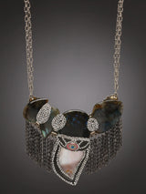 Labradorite and Mother of Pearl Double Strand Necklace
