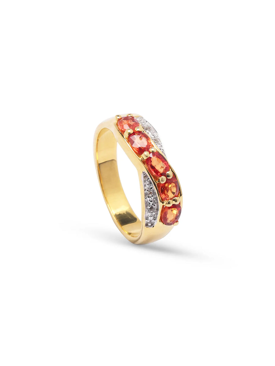 Faceted Orange Sapphire Gold Plated Sterling Silver Ring