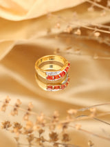Faceted Orange Sapphire Gold Plated Sterling Silver Ring