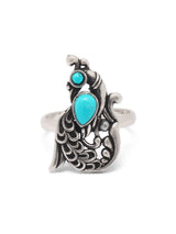 Tibetan Turquoise Peacock Sterling Silver Adjustable Ring