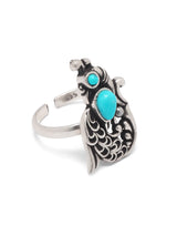 Tibetan Turquoise Peacock Sterling Silver Adjustable Ring