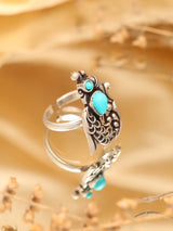 Tibetan Turquoise Peacock Sterling Silver Adjustable Ring