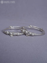 Engraved Pure Silver Baby Bangles from Nepal Set of 2