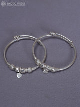 Engraved Pure Silver Baby Bangles from Nepal Set of 2