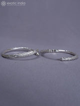 Engraved Pure Silver Bala Bangles from Nepal (Set of 2)