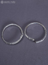 Engraved Pure Silver Bala Bangles from Nepal (Set of 2)