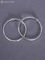 Set of Two Plain Pure Silver Bala Bangles from Nepal