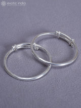 Set of Two Plain Pure Silver Bala Bangles from Nepal