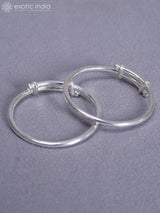 Set of Two Plain Pure Silver Bala Bangles from Nepal