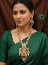 Lord Shiva Copper Long Necklace Set with Earrings