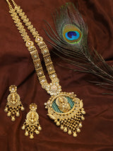 Lord Shiva Copper Long Necklace Set with Earrings