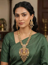 Lord Shiva Copper Long Necklace Set with Earrings