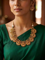 Goddess Lakshmi Brass Necklace and Earrings Set