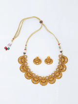 Goddess Lakshmi Brass Necklace and Earrings Set