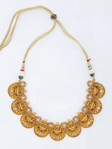 Goddess Lakshmi Brass Necklace and Earrings Set