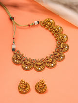 Goddess Lakshmi Brass Necklace and Earrings Set