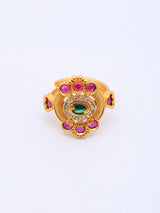 Stone Studded Adjustable Brass Ring