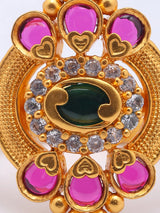 Stone Studded Adjustable Brass Ring