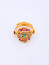 Stone Studded Adjustable Brass Ring