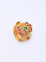 Stone Studded Adjustable Brass Ring