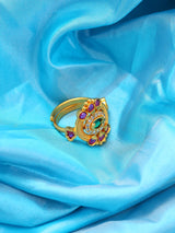 Stone Studded Adjustable Brass Ring