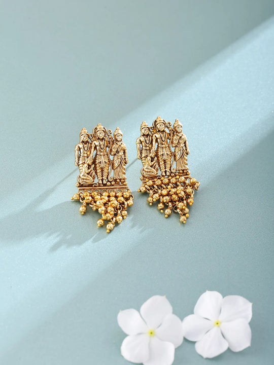 Ram Darbar Meenakari Brass Chandbali Earrings