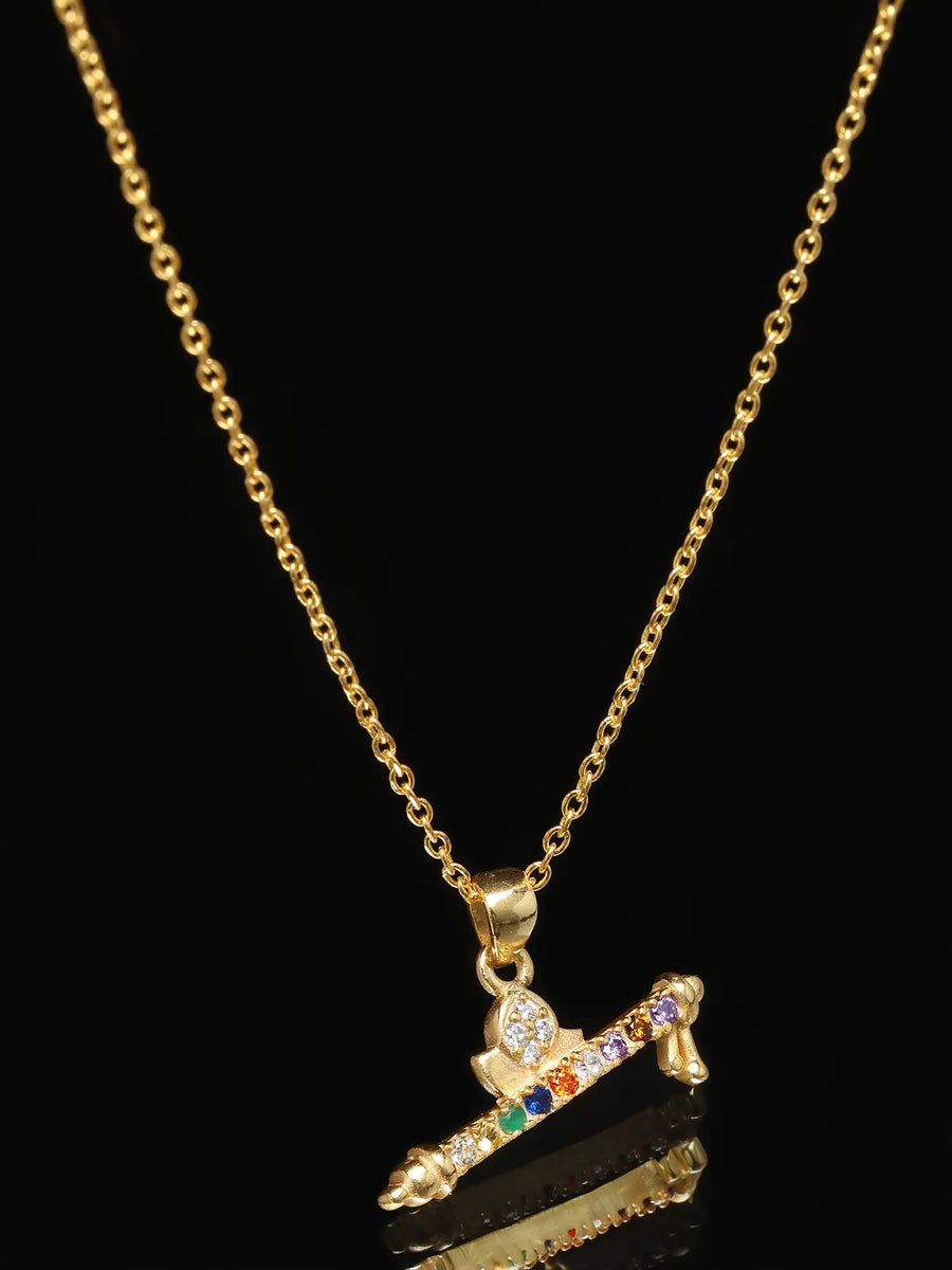 Murli Motif Multi Gemstone Sterling Silver Pendant