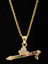 Murli Motif Multi Gemstone Sterling Silver Pendant