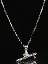 Murli Motif Multi Gemstone Sterling Silver Pendant