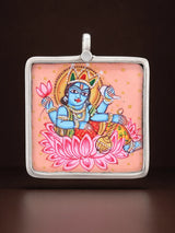 Hand-Painted Lord Vishnu Sterling Silver Pendant