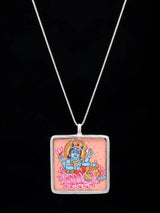 Hand-Painted Lord Vishnu Sterling Silver Pendant