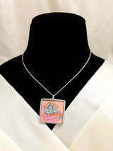 Hand-Painted Lord Vishnu Sterling Silver Pendant