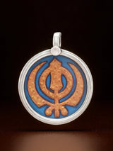 Hand-Painted Khanda Sterling Silver Pendant