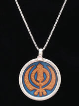 Hand-Painted Khanda Sterling Silver Pendant