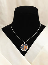 Hand-Painted Khanda Sterling Silver Pendant