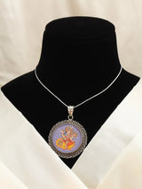 Hand-Painted Goddess Saraswati Sterling Silver Pendant