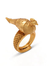 Brass Peacock Figurine Ring