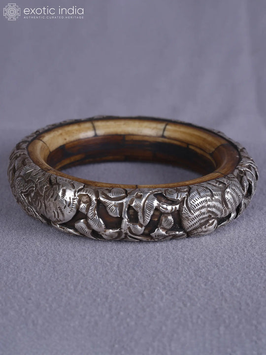Engraved Sterling Silver Bangles from Nepal