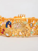 Elephant and Peacock Studded Stone Openable Brass Bangles