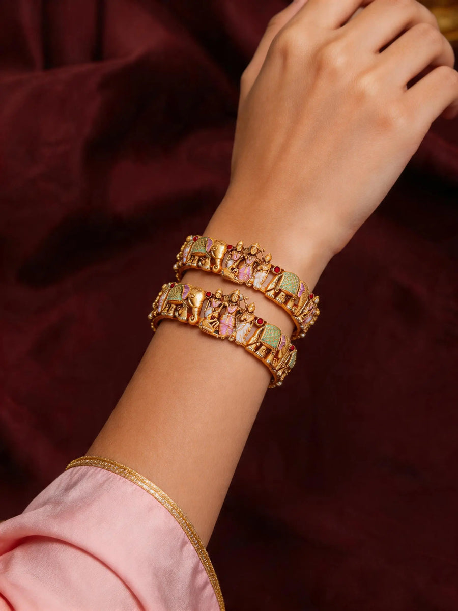 Ram Darbar Temple Motif Brass Screw Bangles