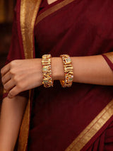 Rajwadi Elephant Motif Openable Brass Bangle Pair