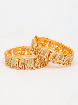 Rajwadi Elephant Motif Openable Brass Bangle Pair