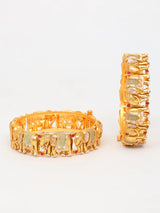 Rajwadi Elephant Motif Openable Brass Bangle Pair