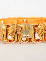 Rajwadi Elephant Motif Openable Brass Bangle Pair