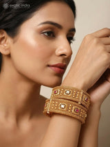 Geometric Stone Studded Openable Brass Bangles