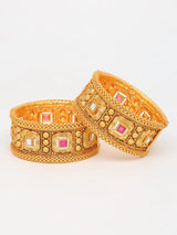 Geometric Stone Studded Openable Brass Bangles