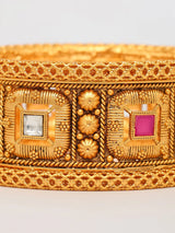 Geometric Stone Studded Openable Brass Bangles