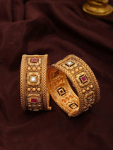 Geometric Stone Studded Openable Brass Bangles